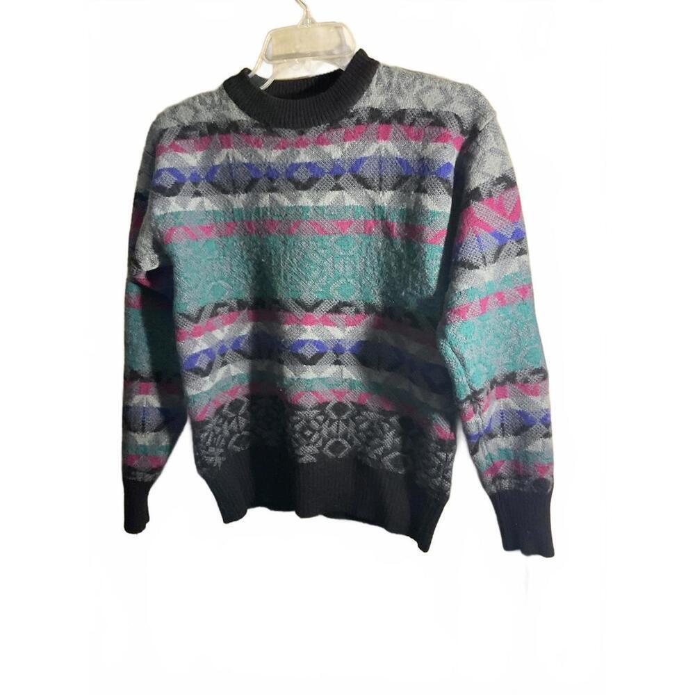 Vintage Meister  Patterned Wool Blend Knit Sweater Medium